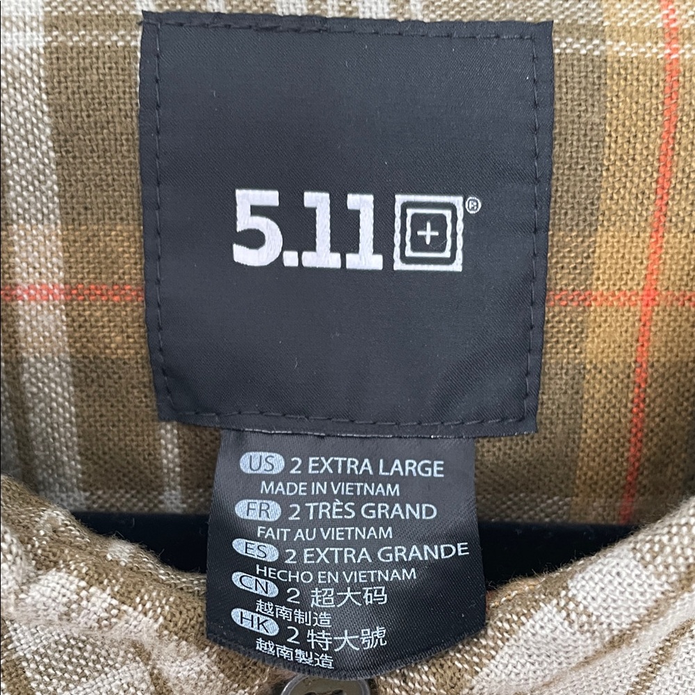 5.11 Tactical Men’s 2XL Green Plaid Rapid Entry Lester Heavy Weight Flannel - Picture 6 of 13